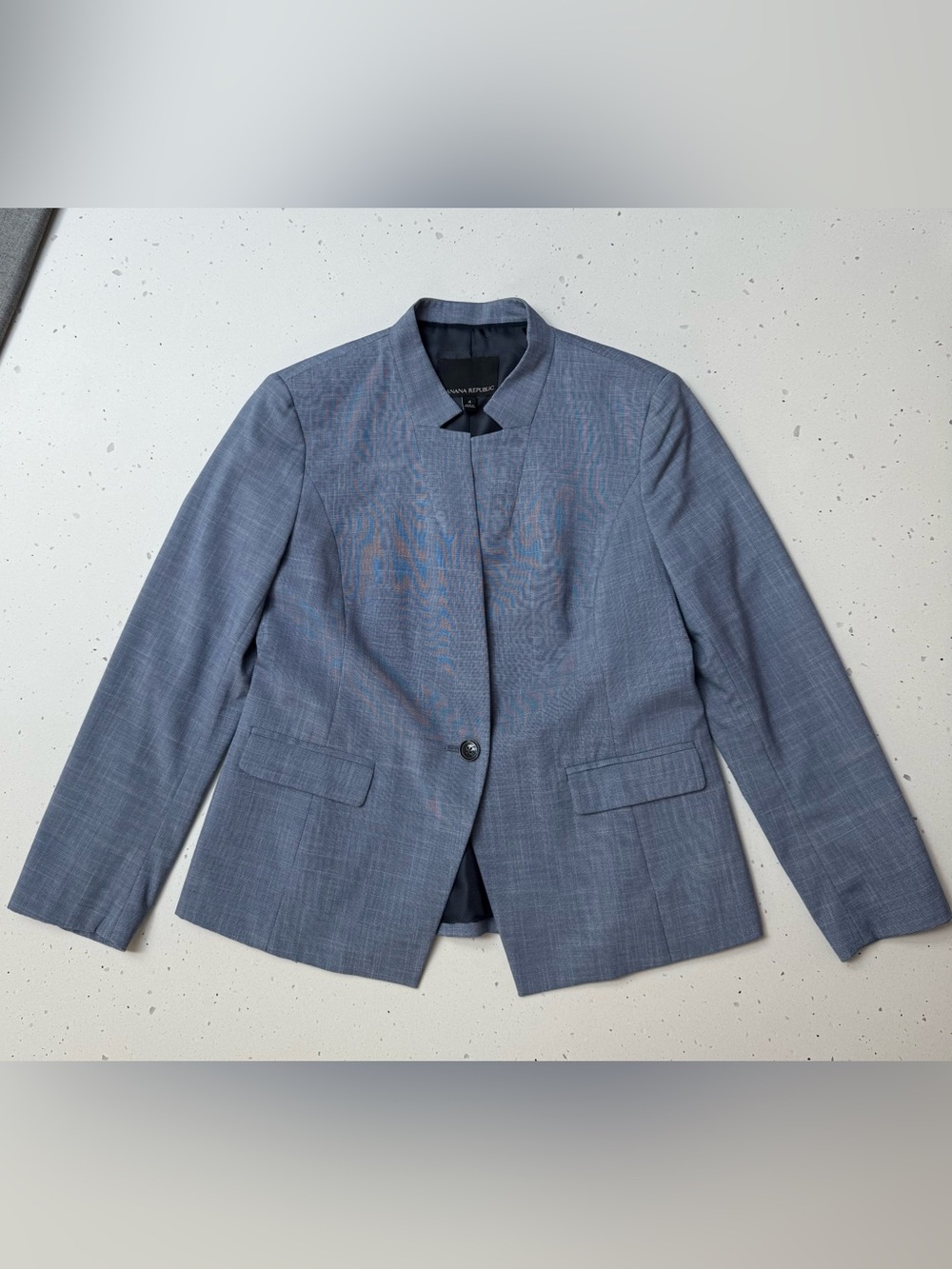 Banana Republic Blue Crosshatch One-Button Blazer Size 4